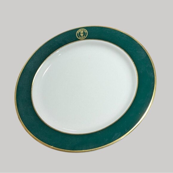 Standard Club Atlanta Syracuse China USA 11" Dinner Plate Hunter Green Gold Rim - Picture 1 of 11